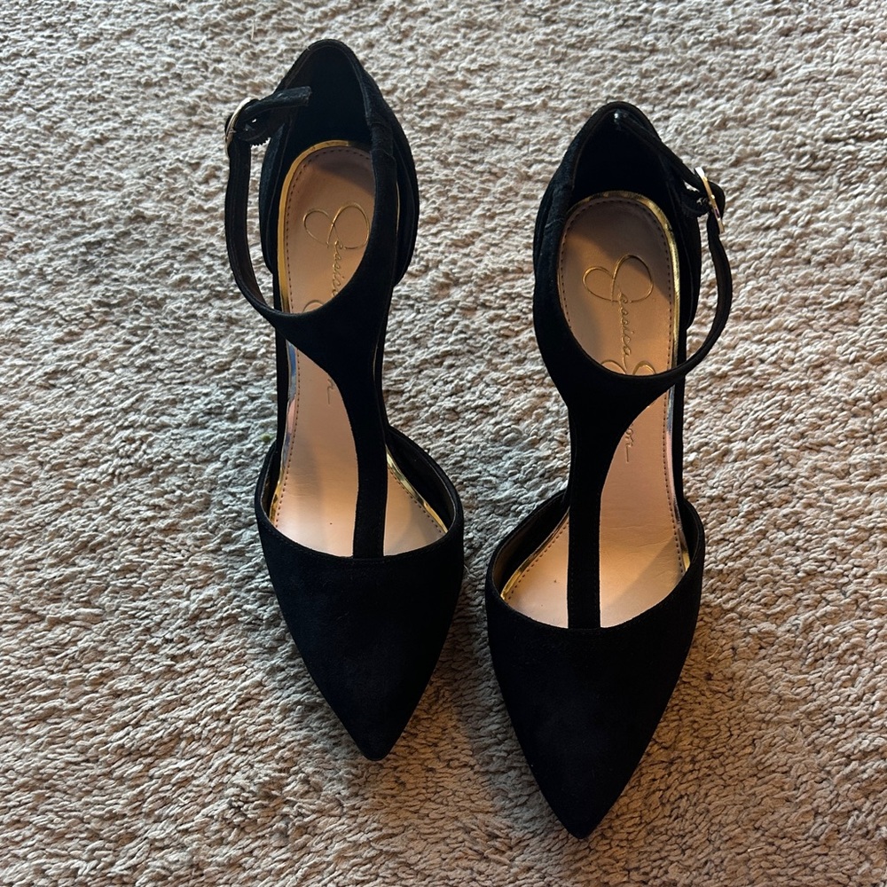 Jessica Simpson Black T-Strap Heels